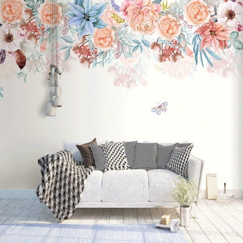 custom-mural-wallpaper-papier-peint-papel-de-parede-wall-decor-ideas-for-bedroom-living-room-dining-room-wallcovering-Nordic-hand-painted-watercolor-garden-flowers