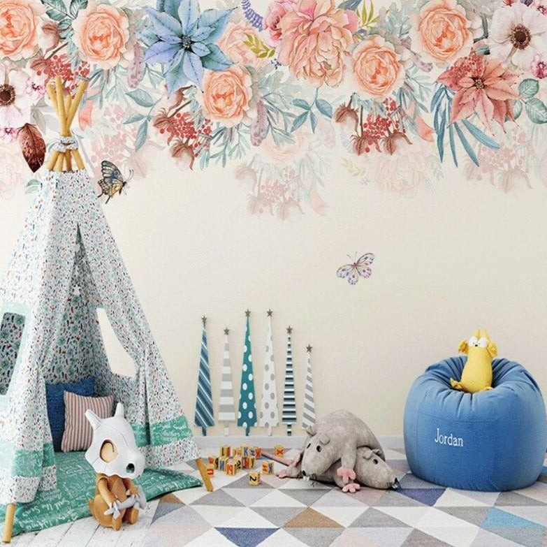 custom-mural-wallpaper-papier-peint-papel-de-parede-wall-decor-ideas-for-bedroom-living-room-dining-room-wallcovering-Nordic-hand-painted-watercolor-garden-flowers