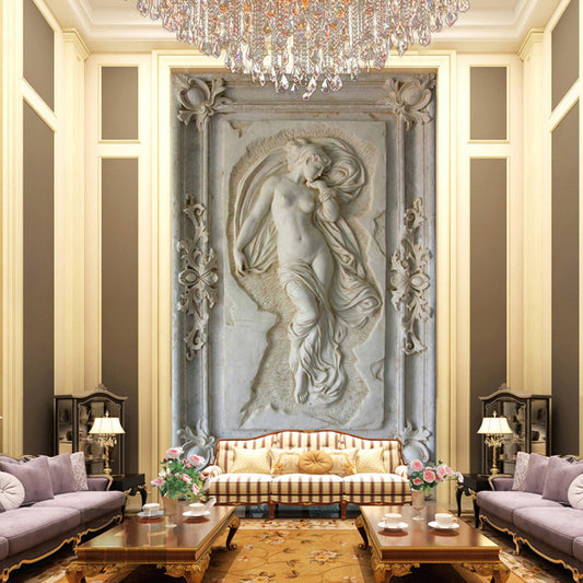 entrance-mural-hallway-corridor-nude-angel-statue-wallpaper-wallcovering-3d-custom