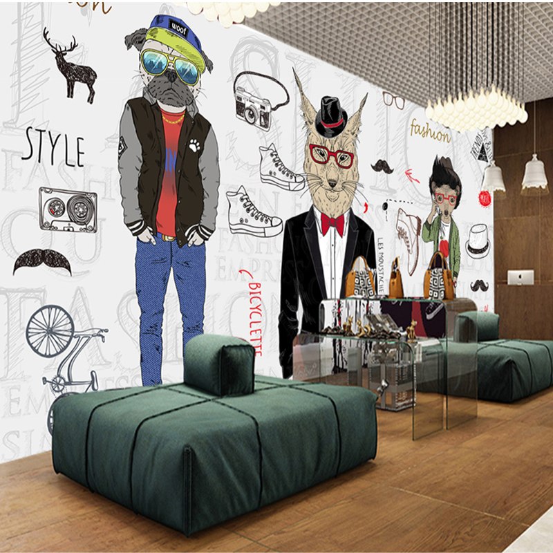 Custom Size Mural Wallpaper for Clothing Store Animal Models BVM Home