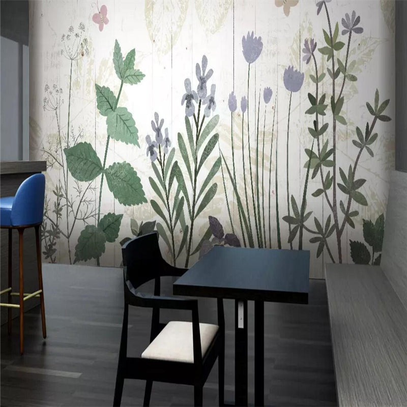 custom-size-wall-mural-3d-wallcovering-decorative-wallpaper-background-wall-painting-modern-nordic-hand-painted-flowers-plants