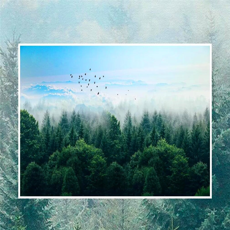 decorative-wallpaper-nordic-minimalist-style-mist-forest-remote-mountain-birds-background-wall-mural-modern-wallcovering