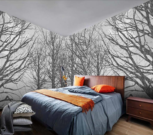 custom-size-wall-mural-3d-wallcovering-decorative-wallpaper-black-and-white-trees-forest-scene-background-wall-painting
