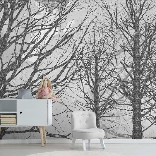 custom-size-wall-mural-3d-wallcovering-decorative-wallpaper-black-and-white-trees-forest-scene-background-wall-painting