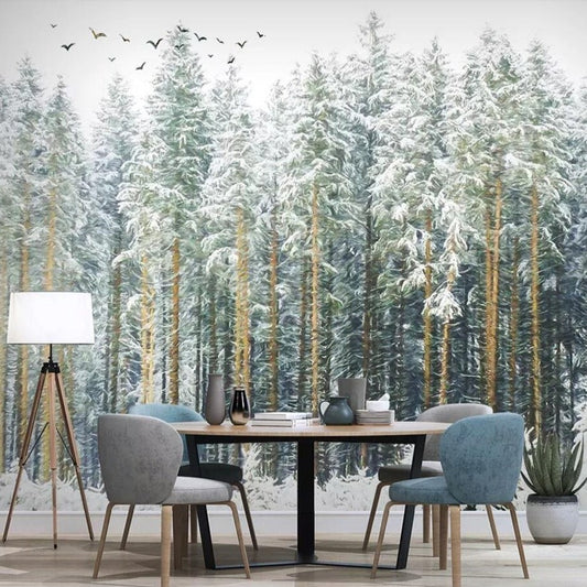 custom-mural-wallpaper-papier-peint-papel-de-parede-wall-decor-ideas-for-bedroom-living-room-dining-room-wallcovering-Forest-bird-scenery