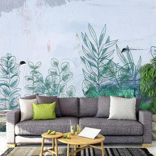 custom-size-wall-mural-3d-wallcovering-decorative-wallpaper-black-and-white-trees-forest-scene-background-wall-painting-hand-painted-watercolor-plants