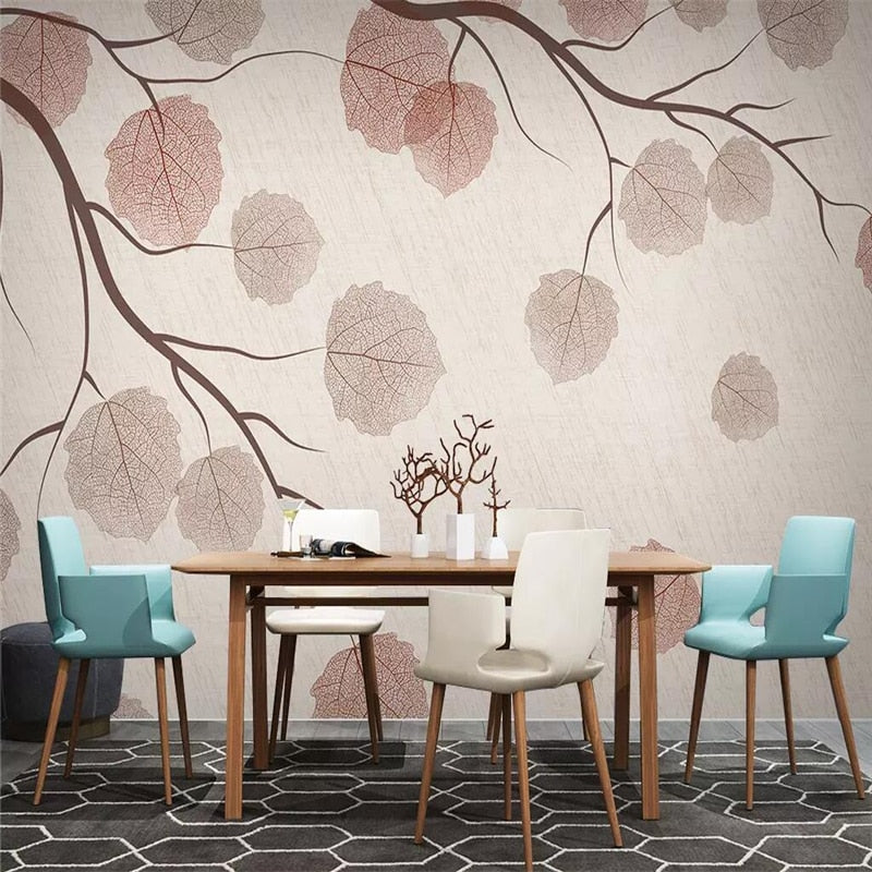 custom-size-wall-mural-decorative-wallpaper-series-modern-and-simple-style-tree-branches-and-leaves-vintage-tv-background-wall-paintings