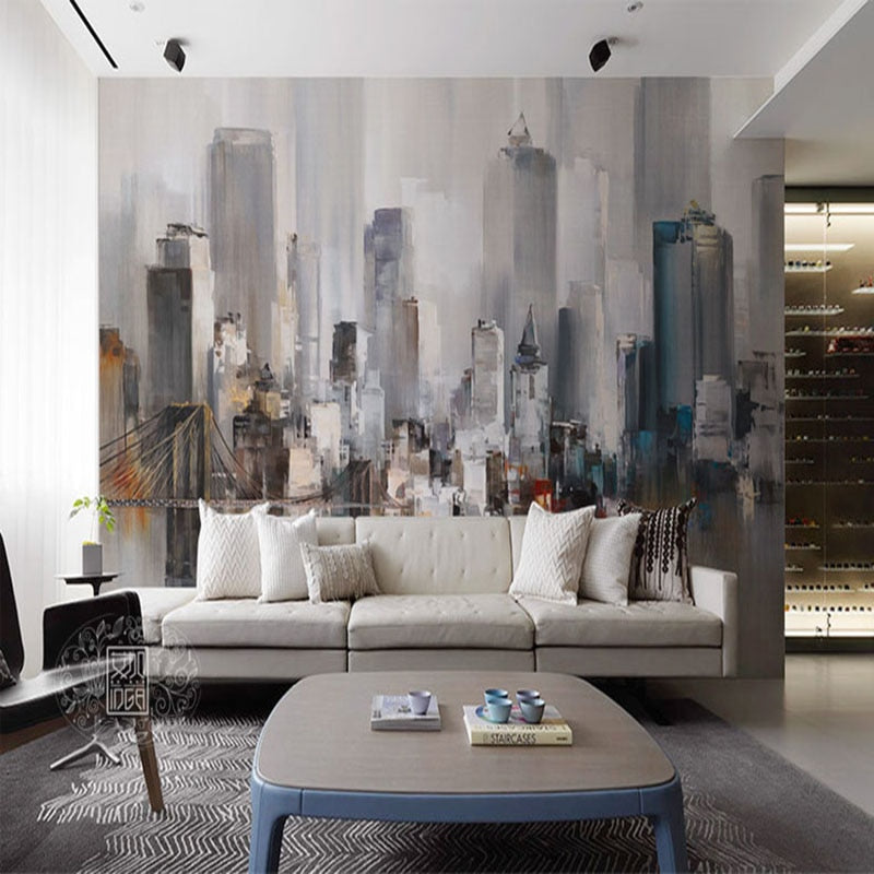 retro-abstract-oil-painting-tv-background-wallpaper-new-york-city-landscape-mural-bedroom-sofa-film-wall-wallpaper-papier-peint