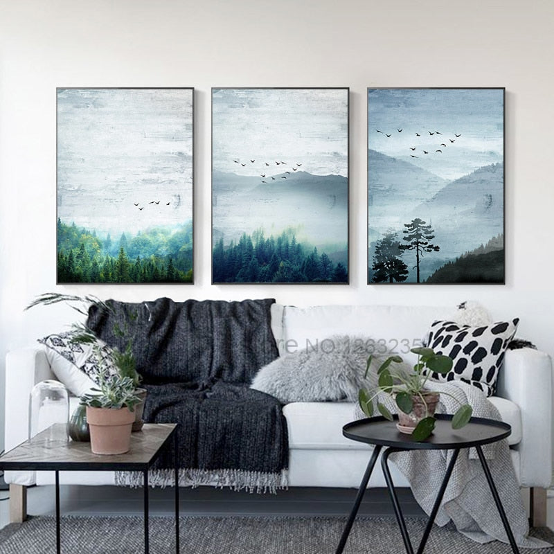 Forest Nordic Poster Picture Wall Art Print Home