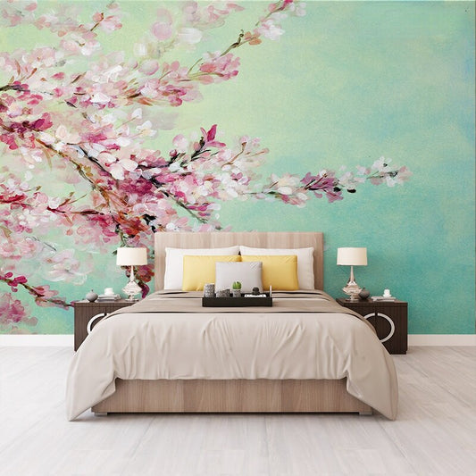 custom-mural-wallpaper-papier-peint-papel-de-parede-wall-decor-ideas-for-bedroom-living-room-dining-room-wallcovering-Hand-painted-Abstract-Wallpapers-Cherry-Blossom-Oil-Painting-Beautiful-Flower