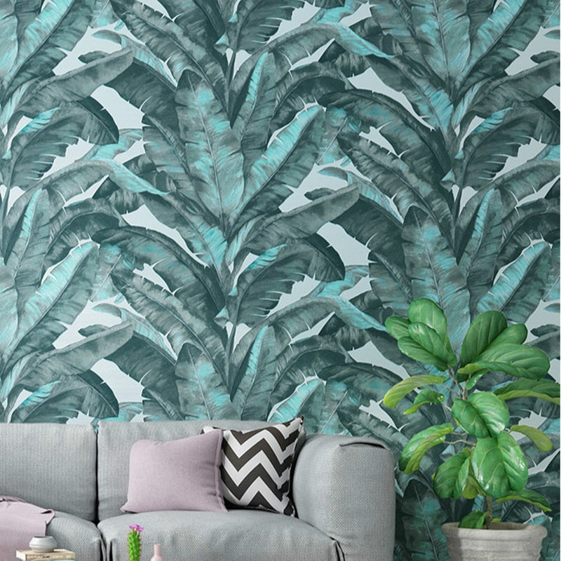 heavy-weight-banana-leaf-tropical-wall-paper-green-plant-living-room-background-black-vinyl-wallpapers-roll-grey-white-papier-peint