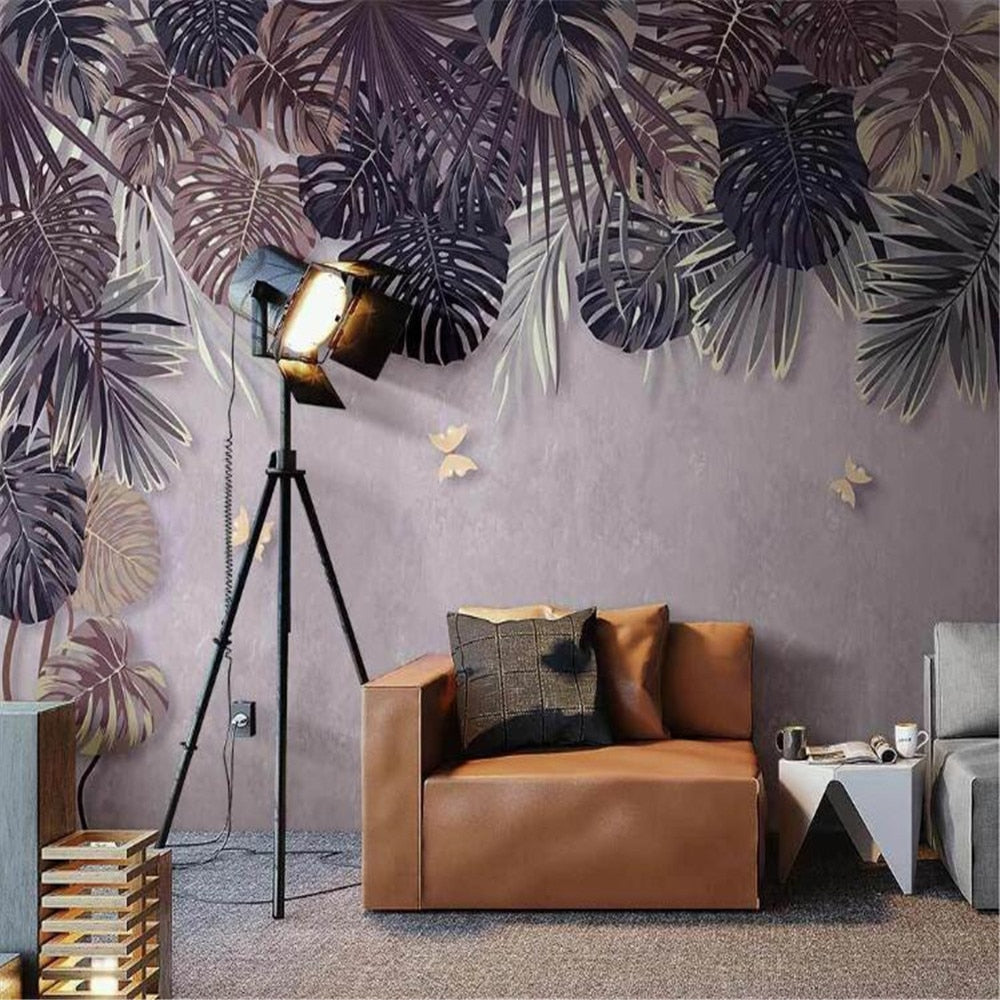 custom-3d-wallpaper-mural-nordic-hand-painted-retro-style-tropical-plant-indoor-background-wall-papier-peint