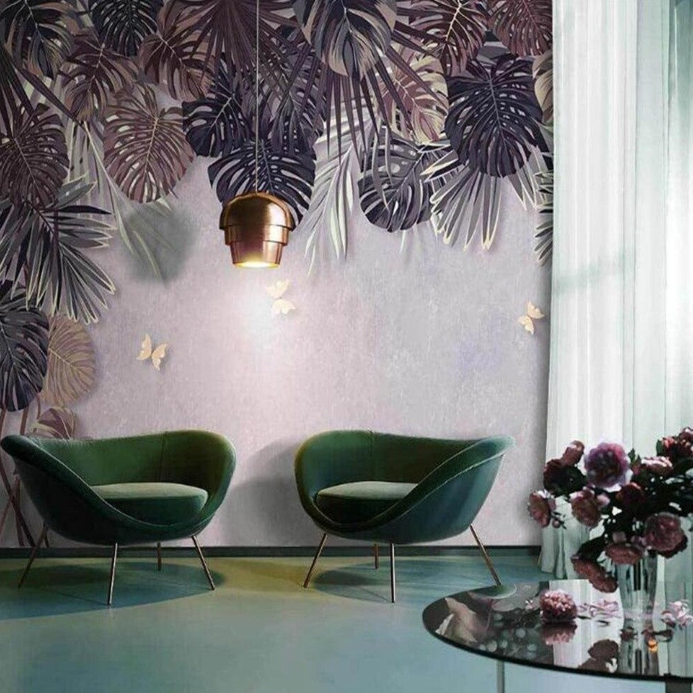 custom-3d-wallpaper-mural-nordic-hand-painted-retro-style-tropical-plant-indoor-background-wall-papier-peint