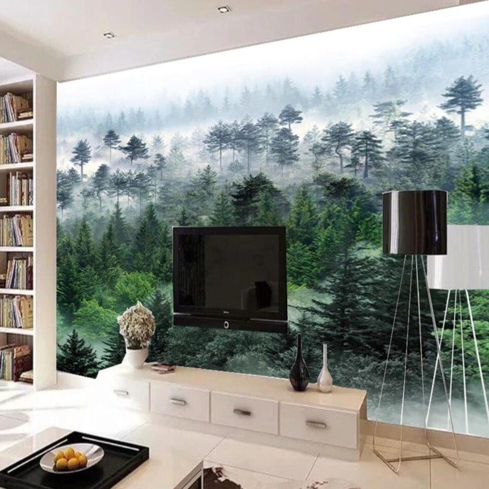 custom-photo-3d-wallpaper-mural-nordic-foggy-mountain-pine-forest-living-room-sofa-decoration-background-wall-papier-peint