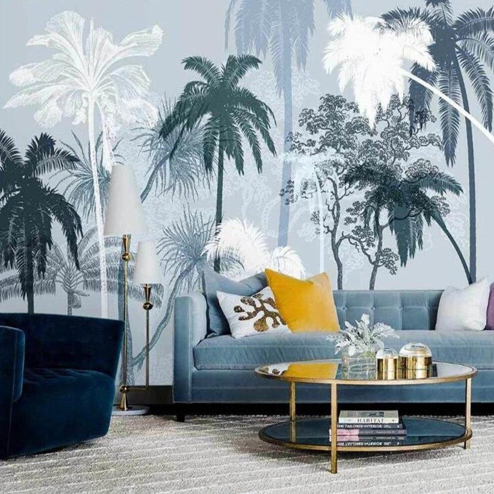 custom-3d-wallpaper-mural-nordic-hand-painted-tropical-plants-scrub-coconut-tree-indoor-elegant-background-wall-papier-peint
