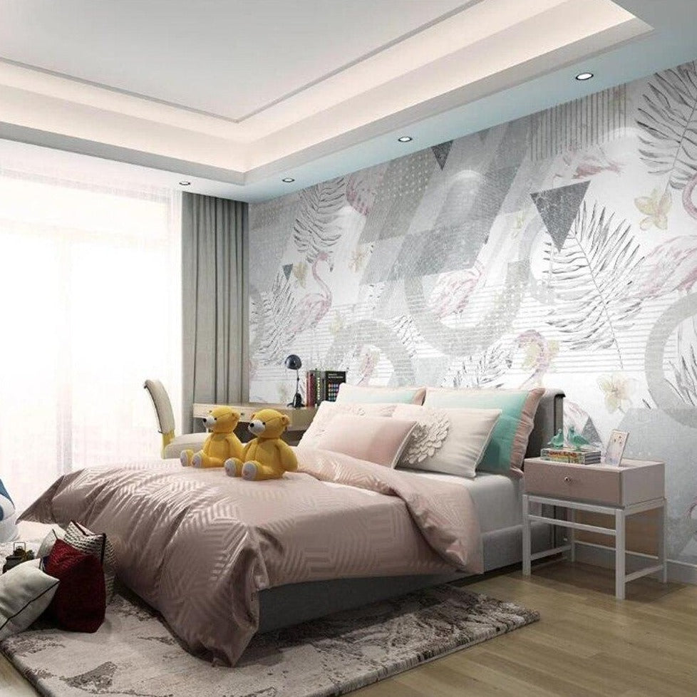 custom-mural-wallpaper-3d-living-room-bedroom-home-decor-wall-painting-papel-de-parede-papier-peint-nordic-abstract-geometric-flamingo-tropical-plant
