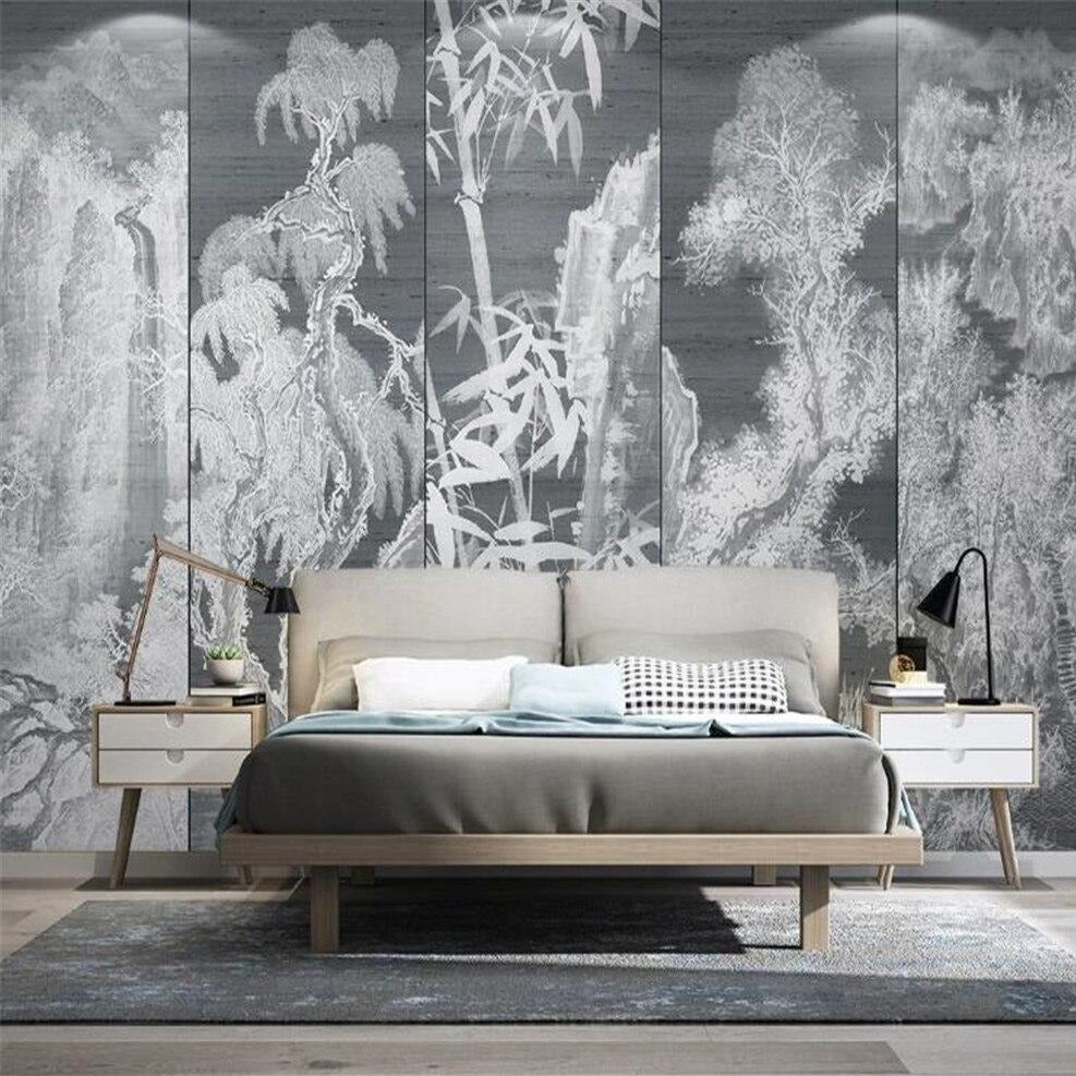 custom-large-wallpaper-mural-new-chinese-style-chinese-painting-landscape-pine-bamboo-bamboo-forest-papier-peint