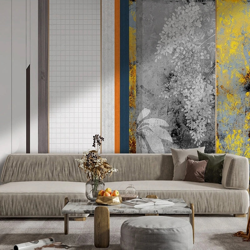 custom-mural-wallpaper-papier-peint-papel-de-parede-wall-decor-ideas-for-bedroom-living-room-dining-room-wallcovering-Abstract-3D-Stereoscopic-Geometric-Grid-Leaves-Wall