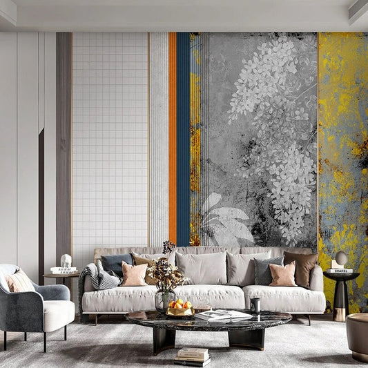 custom-mural-wallpaper-papier-peint-papel-de-parede-wall-decor-ideas-for-bedroom-living-room-dining-room-wallcovering-Abstract-3D-Stereoscopic-Geometric-Grid-Leaves-Wall