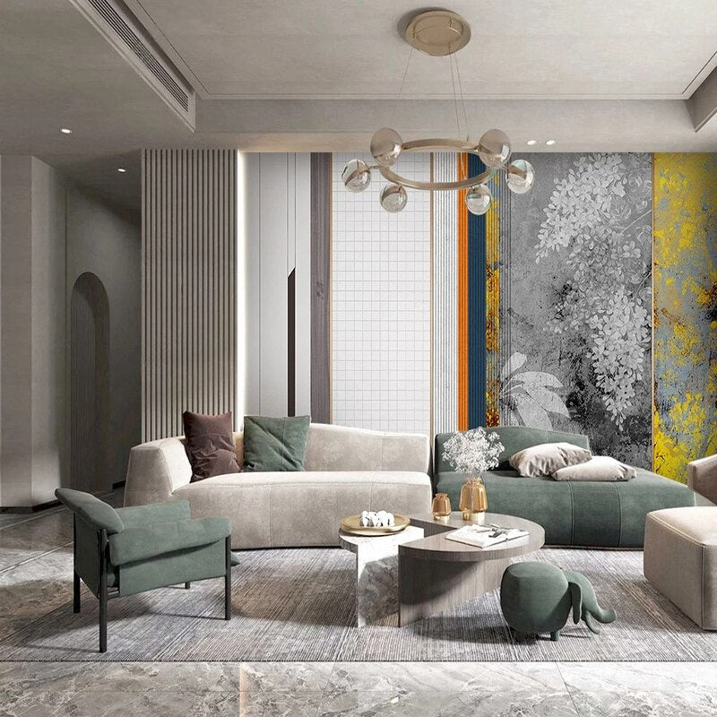 custom-mural-wallpaper-papier-peint-papel-de-parede-wall-decor-ideas-for-bedroom-living-room-dining-room-wallcovering-Abstract-3D-Stereoscopic-Geometric-Grid-Leaves-Wall