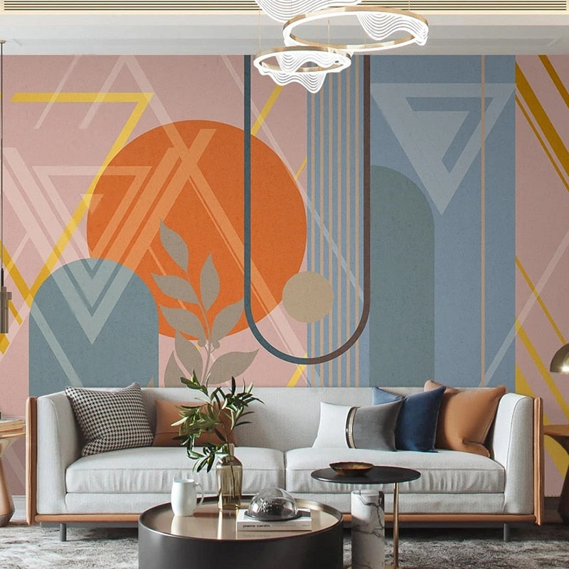 custom-mural-wallpaper-papier-peint-papel-de-parede-wall-decor-ideas-for-bedroom-living-room-dining-room-wallcovering-Minimalist-Abstract-Geometric-Leaves