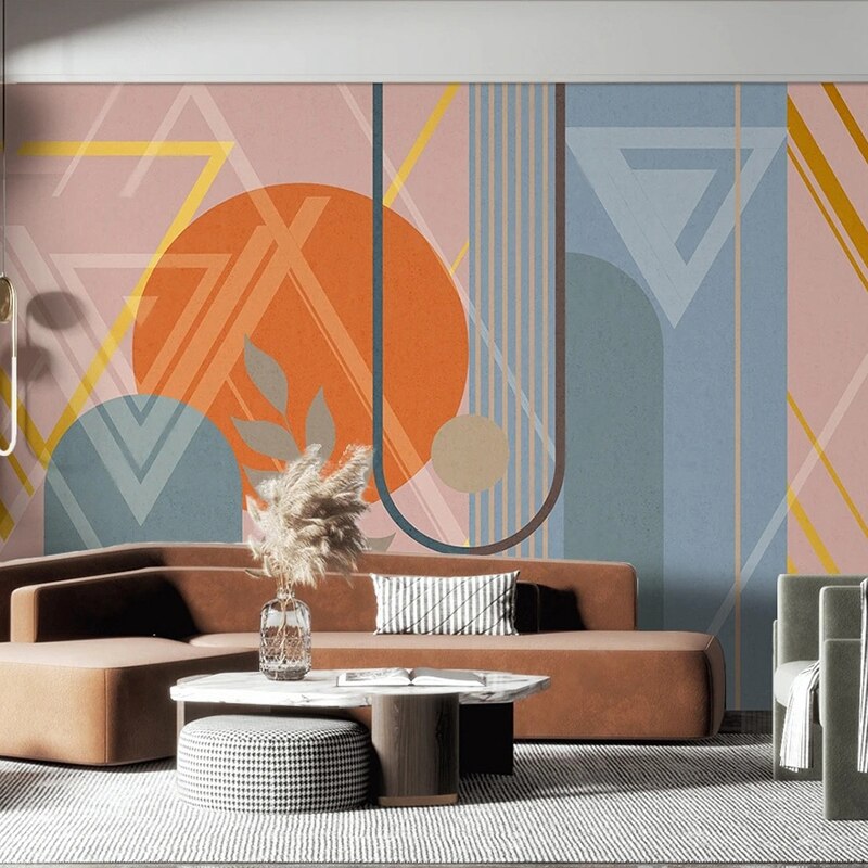 custom-mural-wallpaper-papier-peint-papel-de-parede-wall-decor-ideas-for-bedroom-living-room-dining-room-wallcovering-Minimalist-Abstract-Geometric-Leaves