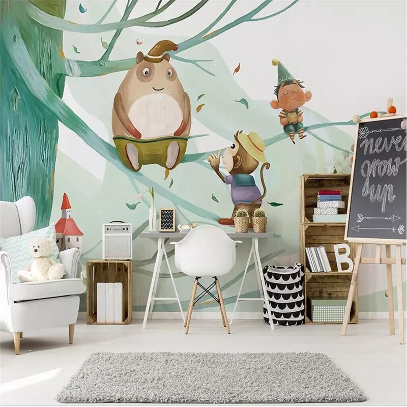 custom-wallpaper-mural-wall-covering-wall-decor-wall-decal-wall-sticker-nursery-decor-kids-room-children's-room-daycare-kindergarten-ideas-cartoon-cute