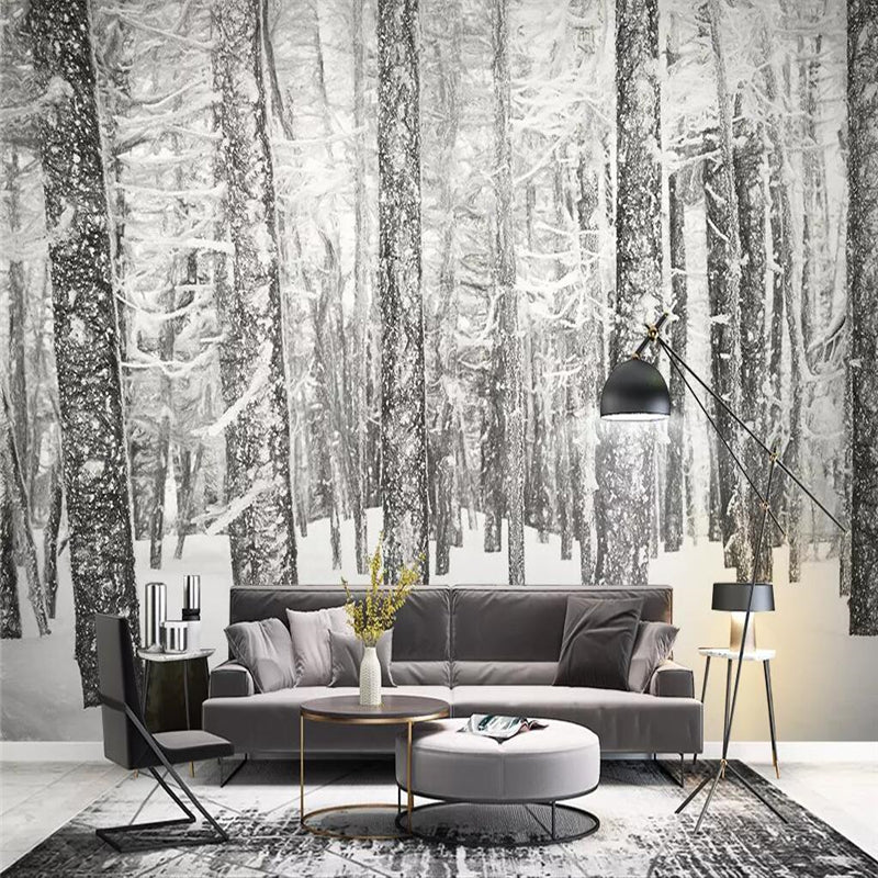 custom-size-wall-mural-nordic-modern-simple-hand-painting-style-forest-scenery-tv-background-wall-painting-decorative-painting