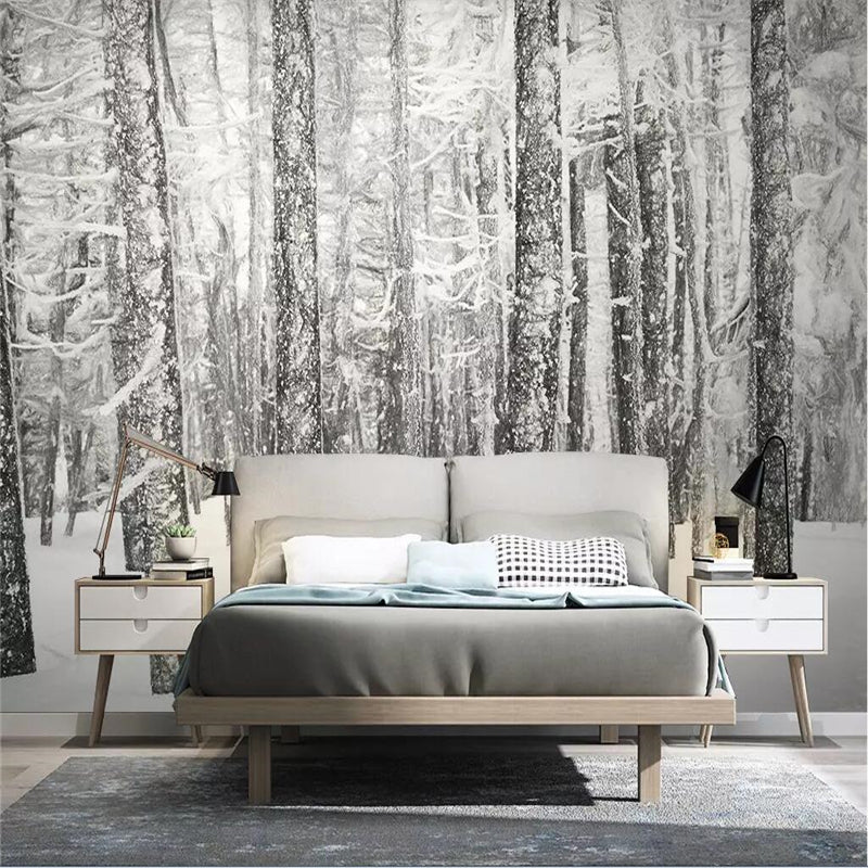 custom-size-wall-mural-nordic-modern-simple-hand-painting-style-forest-scenery-tv-background-wall-painting-decorative-painting