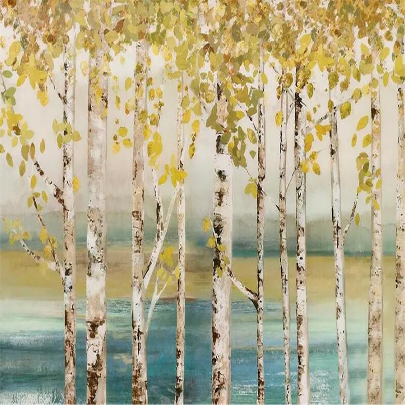 custom-mural-wallpaper-3d-living-room-bedroom-home-decor-wall-painting-papel-de-parede-papier-peint-nordic-style-birch-wood-oil-painting-tv-background-wall-painting-decorative-painting
