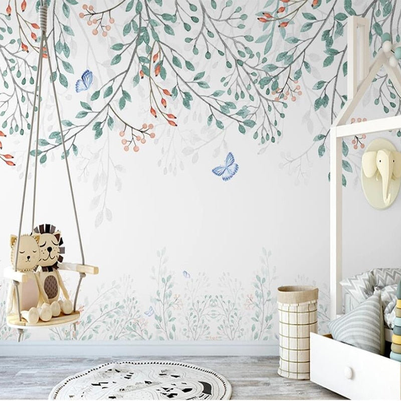 custom-mural-wallpaper-papier-peint-papel-de-parede-wall-decor-ideas-for-wallcovering-Self-Adhesive-Nordic-Style-Leaf-Plant