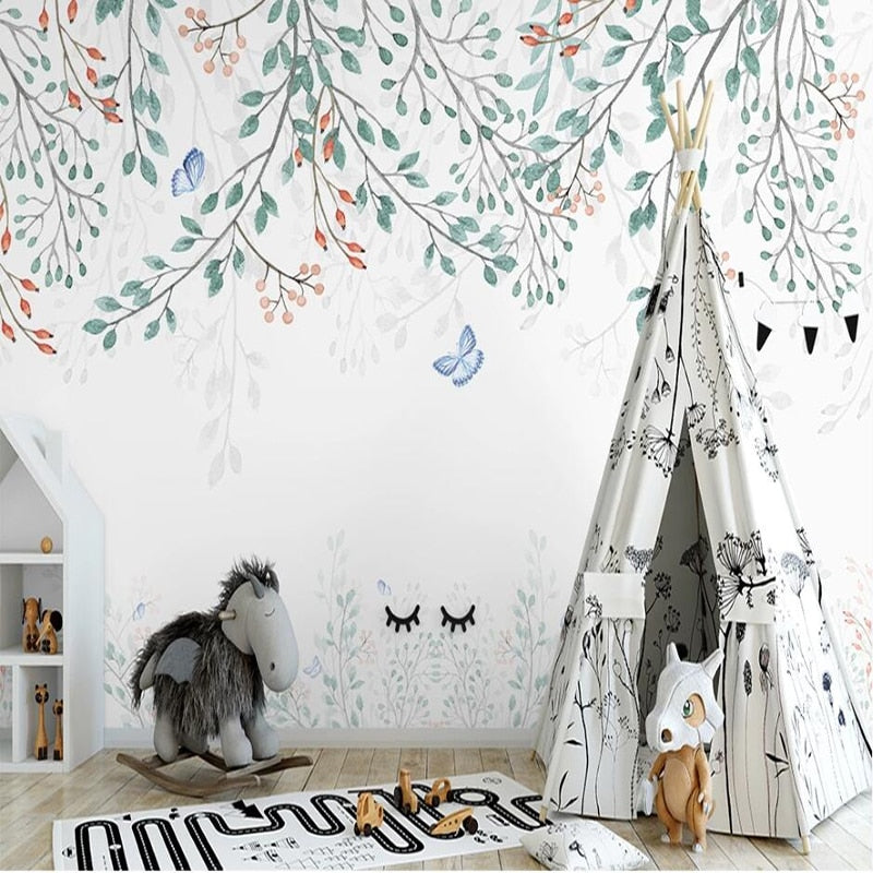 custom-mural-wallpaper-papier-peint-papel-de-parede-wall-decor-ideas-for-wallcovering-Self-Adhesive-Nordic-Style-Leaf-Plant