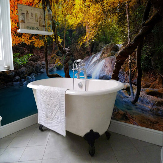 custom-mural-wallpaper-papier-peint-papel-de-parede-wall-decor-ideas-for-bedroom-living-room-dining-room-wallcovering-forest-waterfall