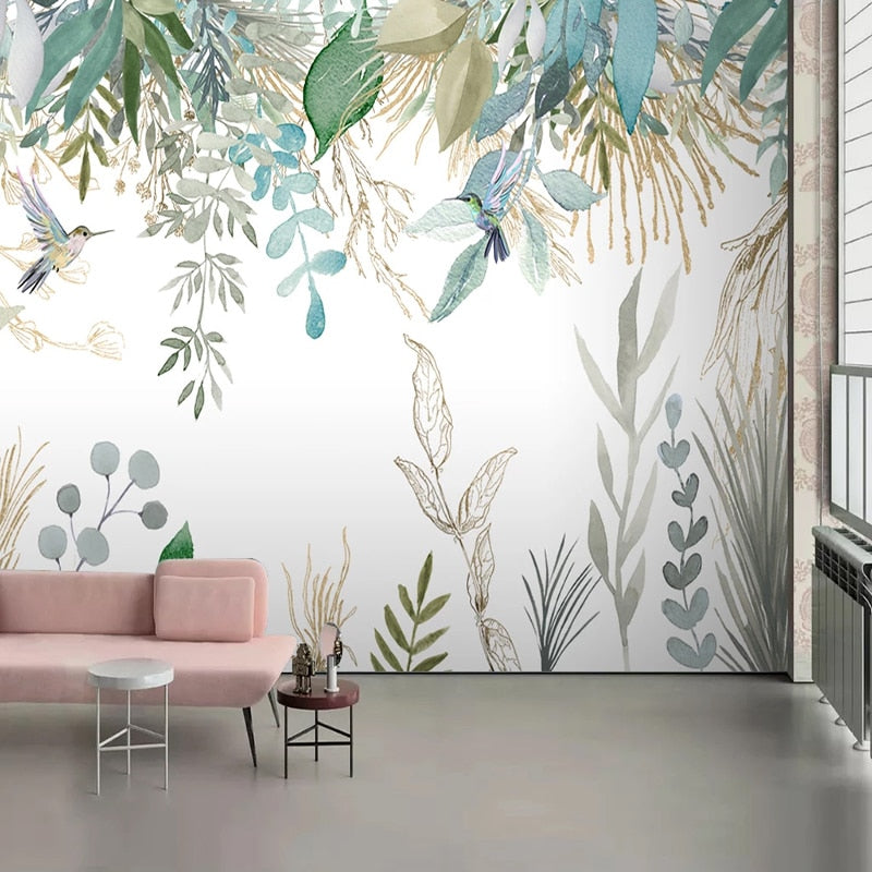 photo-wallpaper-modern-hand-painted-tropical-plant-leaves-flowers-and-birds-murals-living-room-bedroom-waterproof-wall-painting-papier-peint