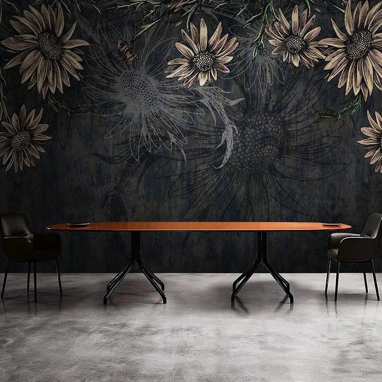 custom-mural-wallpaper-papier-peint-papel-de-parede-wall-decor-ideas-for-bedroom-living-room-dining-room-wallcovering-Modern-Nordic-Minimalist-Dark-Flowers