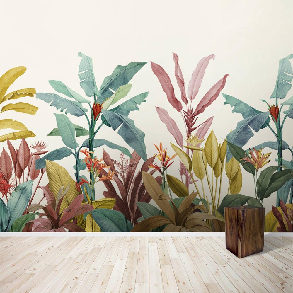 custom-mural-wallpaper-papier-peint-papel-de-parede-wall-decor-ideas-for-bedroom-living-room-dining-room-wallcovering-Redout-Dusty-Pink-and-Teal-Vintage-Tropical-Minimalist