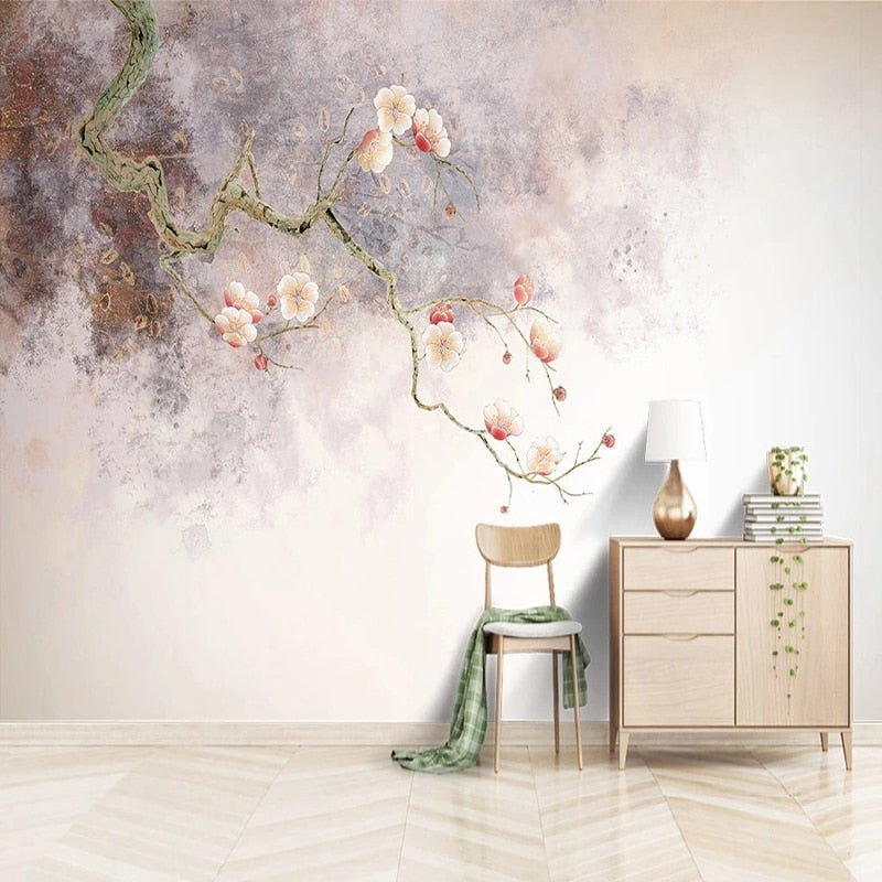 custom-mural-wallpaper-papier-peint-papel-de-parede-wall-decor-ideas-for-bedroom-living-room-dining-room-wallcovering-Retro-Meticulous-Plum-Blossom