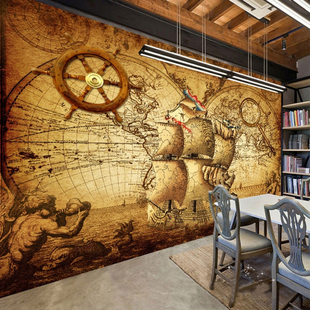 retro-nostalgia-poster-3d-room-wallpaper-custom-mural-non-woven-wall-paper-decor-navigation-sailing-world-map-mural-paintings