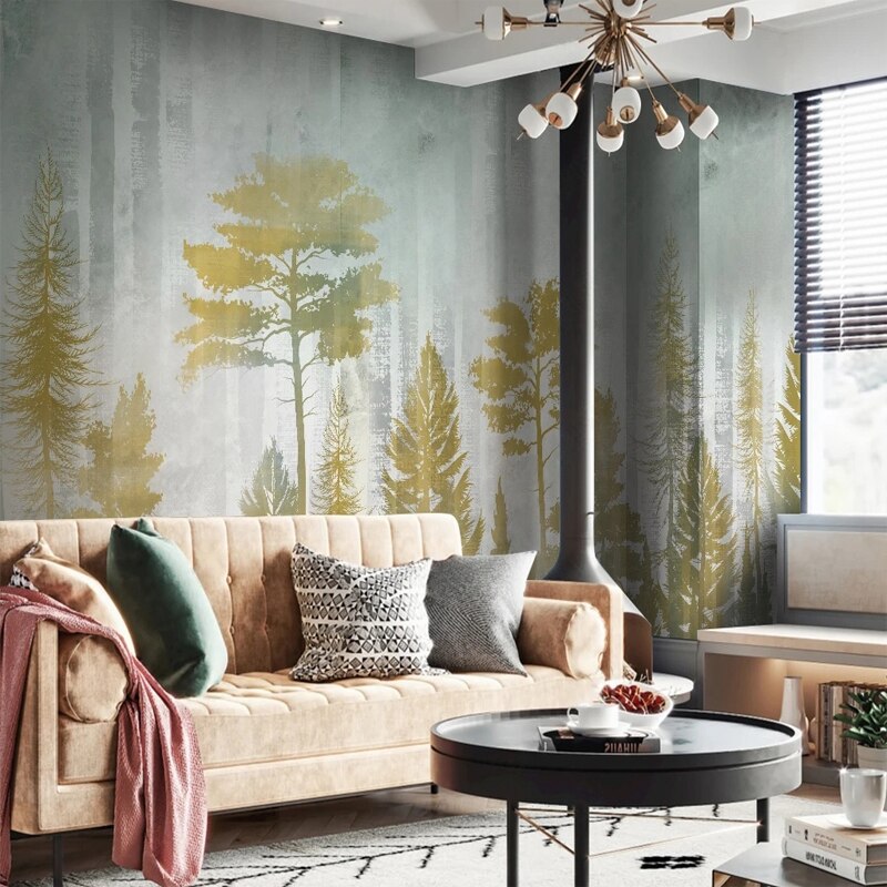 custom-size-pastoral-hand-painted-autumn-forest-trees-wallpaper-bedroom-living-room-tv-background-wall-mural-non-woven-canvas-3d-gold-papier-peint