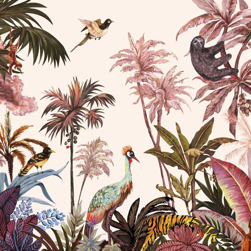 safari-removable-wallpaper-non-woven-tropical-wall-mural-tropical-jungle-animals-mural-wallpaper-papier-peint