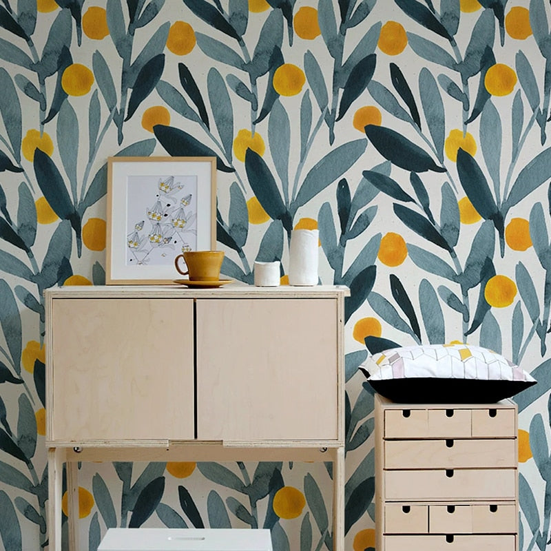 papel-pintado-de-pared-custom-wallpaper-3d-mural-american-flower-watercolor-leaves-background-wall-papers-home-decor-papier-peint