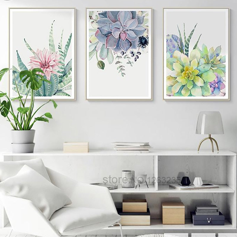succulent wall prints Succulent Plants Nordic Poster Leaf Flower Wall Art Posters