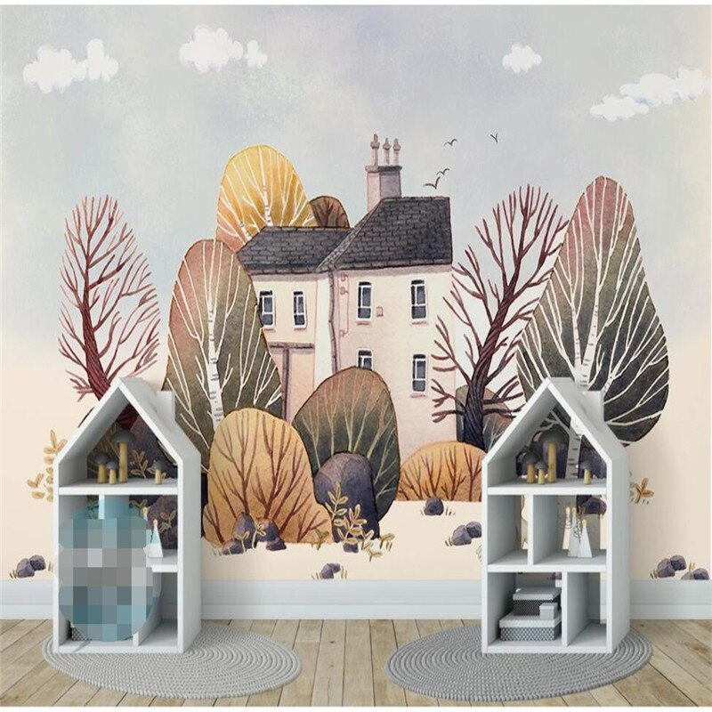 custom-mural-wallpaper-3d-living-room-bedroom-home-decor-wall-painting-papel-de-parede-papier-peint-Nordic-simple-hand-painted-forest-animal-house