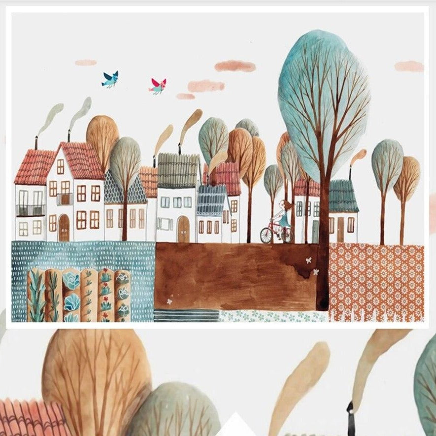 custom-large-mural-wallpaper-nordic-simple-happy-childhood-town-children-house-background-wall-wall-covering-papier-peint