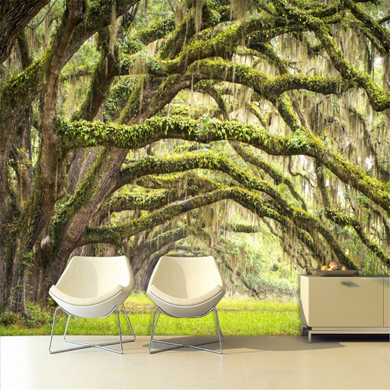 custom-3d-mural-wallpaper-papier-peint-green-forest-interior-bedroom-dining-room-living-room-photo-wall-decoration