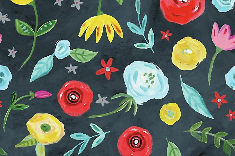 Vibrant Floral Abstract Wallpaper Mural – Custom Bold Flower & Leaf Design for Statement Walls