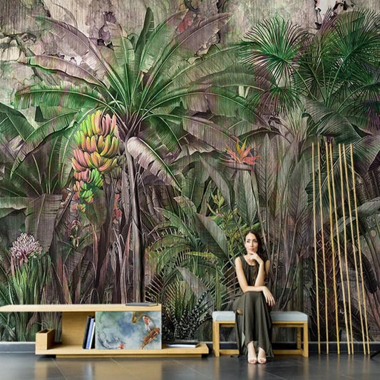 custom-mural-wallpaper-papier-peint-papel-de-parede-wall-decor-ideas-for-bedroom-living-room-dining-room-wallcovering-hand-painted-tropical-rainforest-banana-leaves