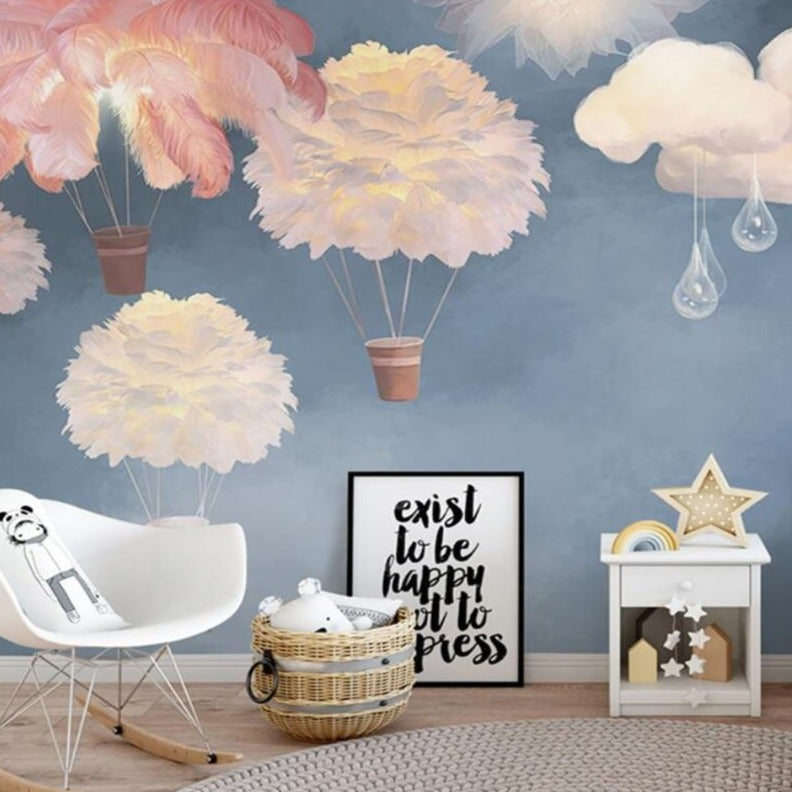 custom-mural-wallpaper-papier-peint-papel-de-parede-wall-decor-ideas-for-bedroom-dining-room-wallcovering-Wall-Painting-feathers-Kids-Bedroom-nursery-decor