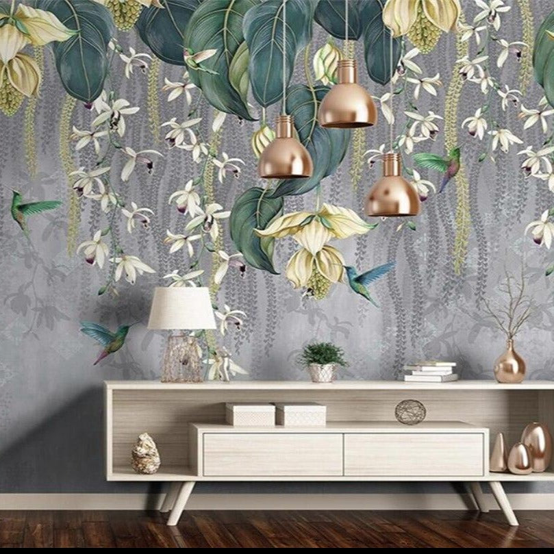 custom-mural-wallpaper-papier-peint-papel-de-parede-wall-decor-ideas-for-bedroom-living-room-dining-room-wallcovering-American-retro-plant-leaf-flowers-vine