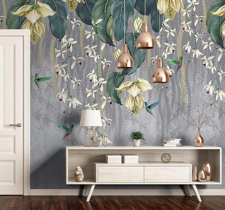 custom-mural-wallpaper-papier-peint-papel-de-parede-wall-decor-ideas-for-bedroom-living-room-dining-room-wallcovering-American-retro-plant-leaf-flowers-vine